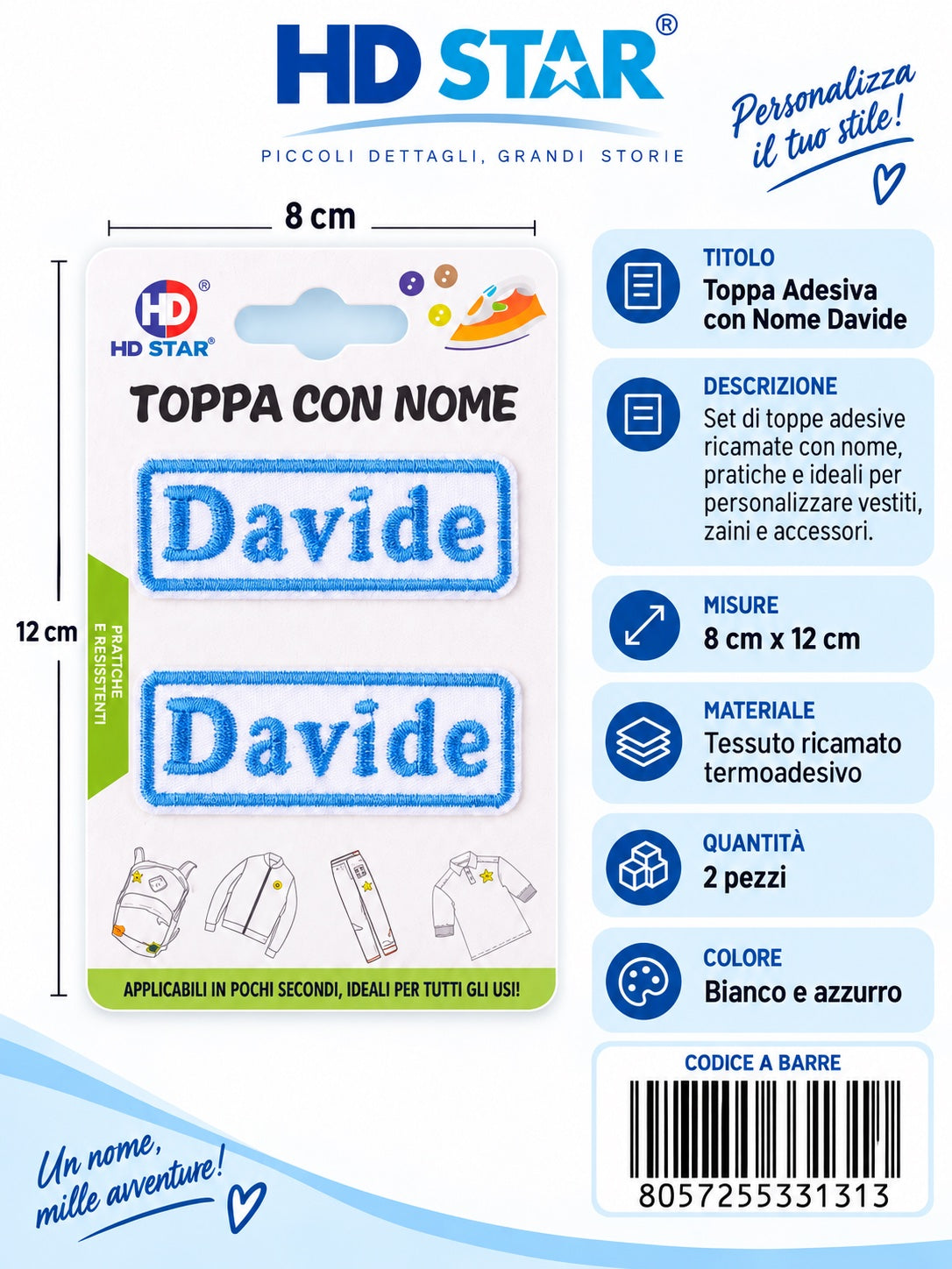 33131 Toppa Adesiva Davide 2Pz 1/12 Ct 960