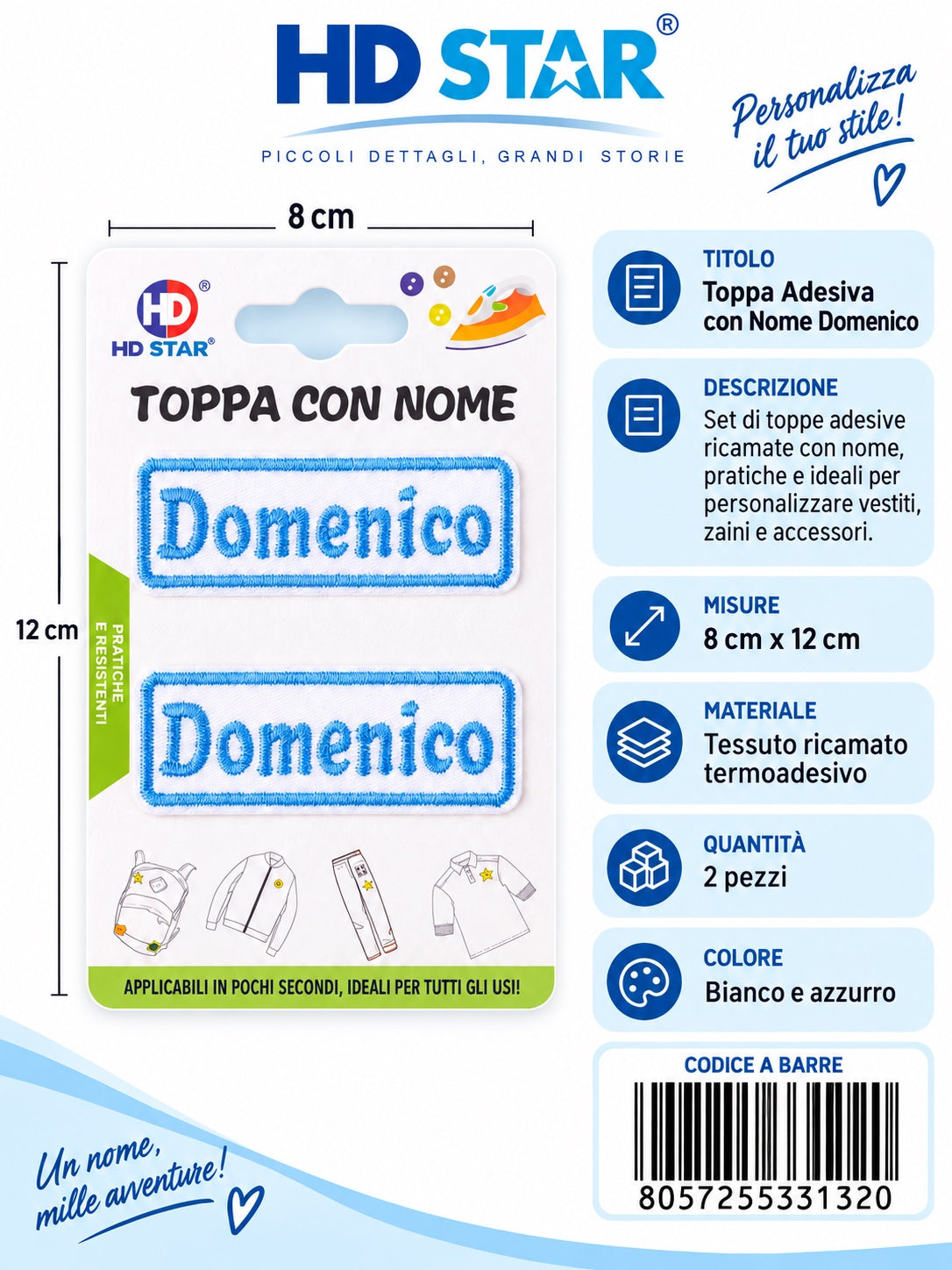 33132 Toppa Adesiva Domenico 2Pz 1/12 Ct 960