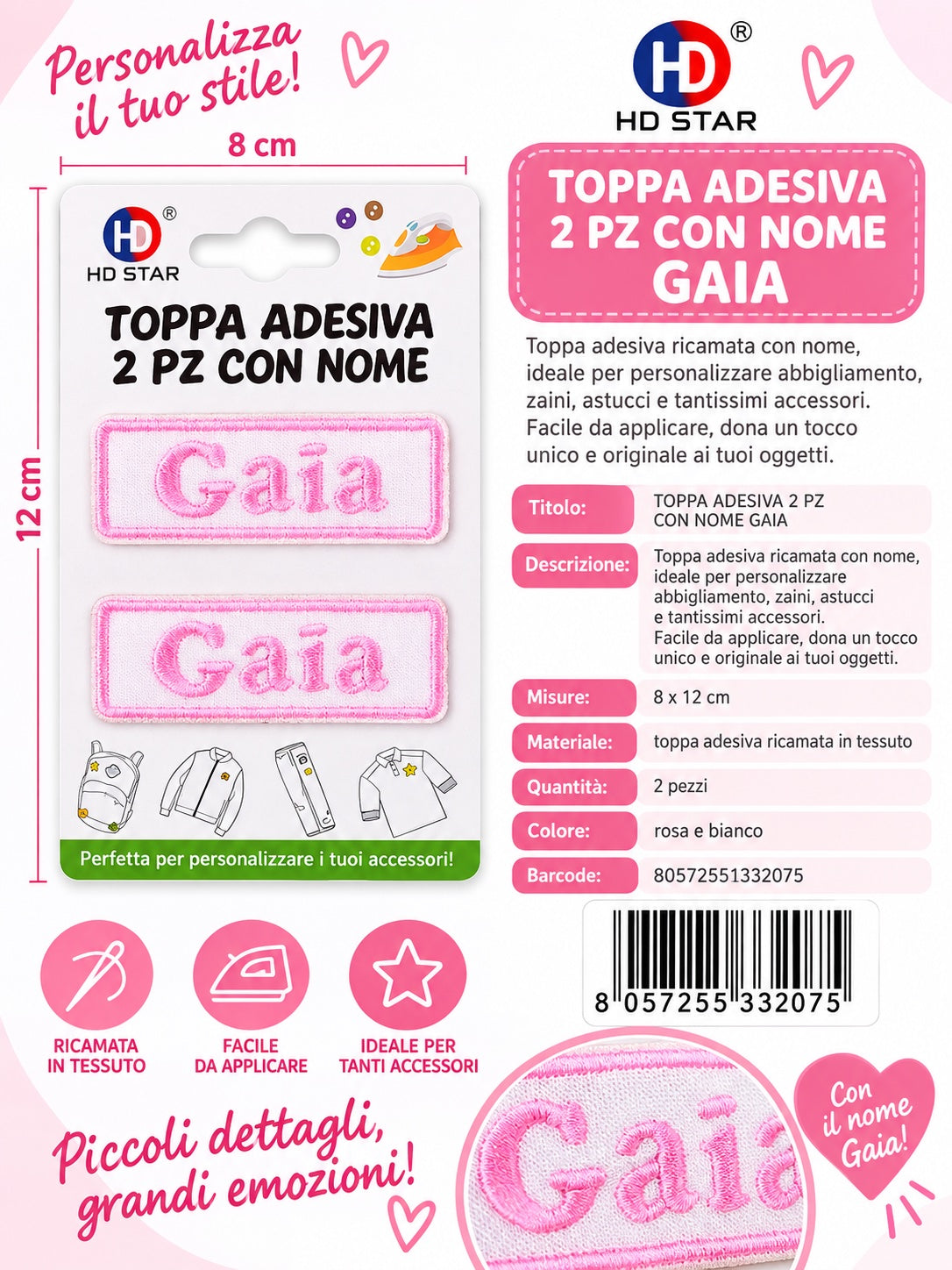 33207 Toppa Adesiva Gaia 2Pz 1/12 Ct 960