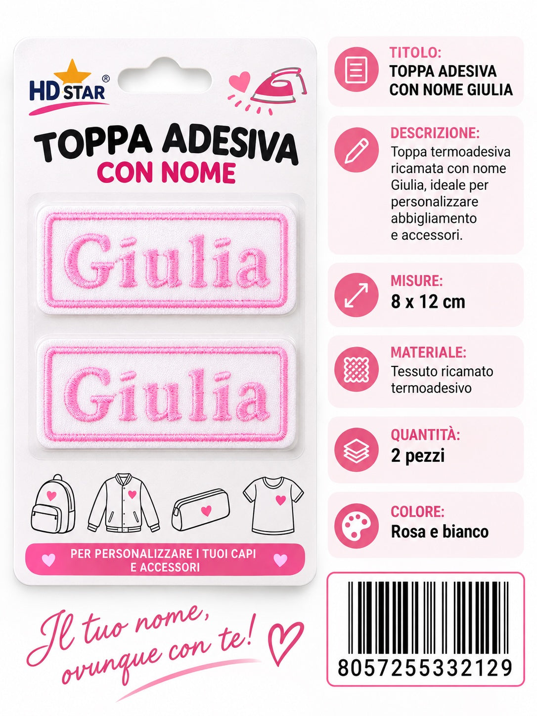 33212 Toppa Adesiva Giulia 2Pz 1/12 Ct 960