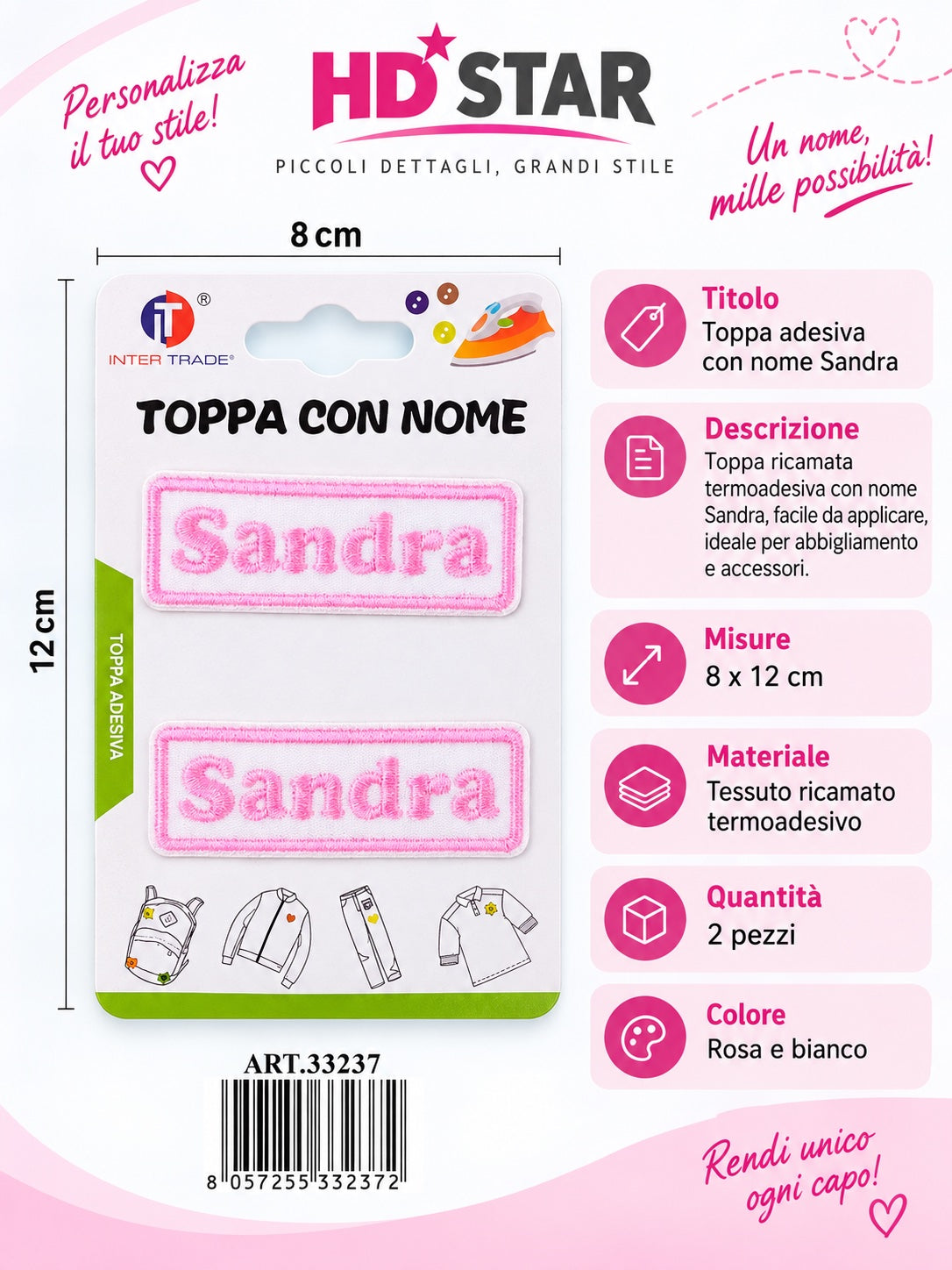33237 Toppa Adesiva Sandra 2Pz 1/12 Ct 960