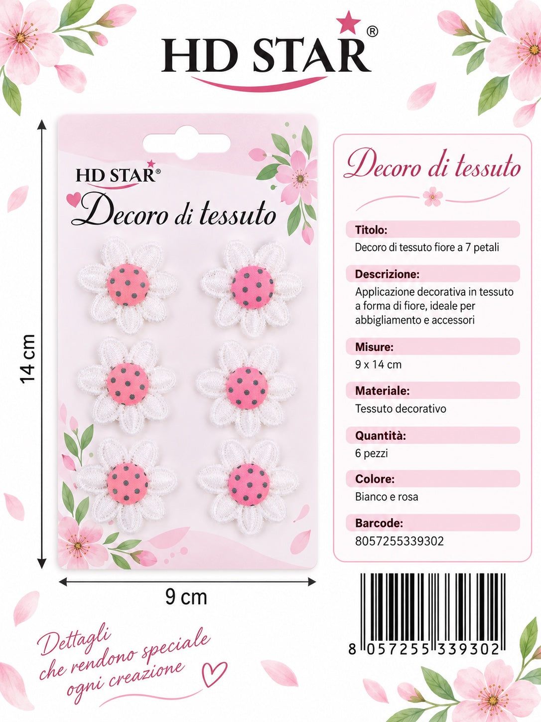 33930 Decoro Di Tessuto 6Pz