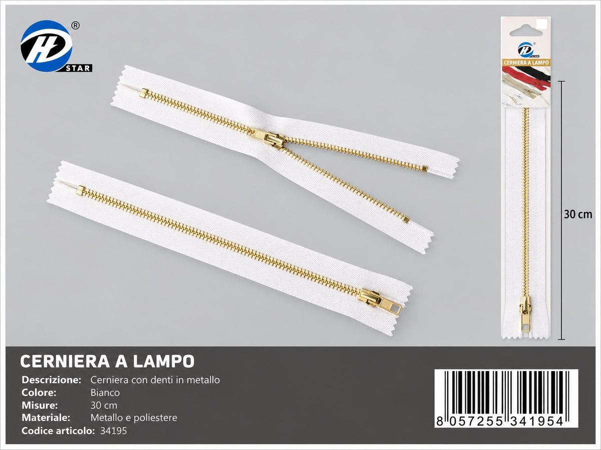 34195 Cerniera A Lampo 30Cm Ct 600