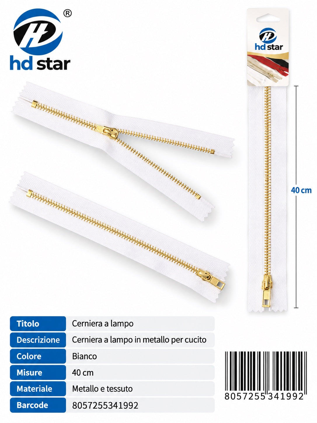 34199 Cerniera A Lampo 40Cm Ct 240