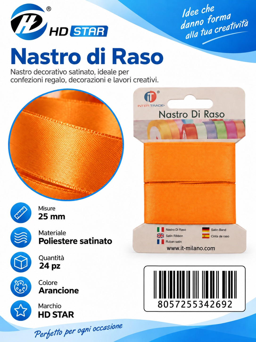 Z34269 Bb Nastro Di Raso 25Mm*2M Arancione