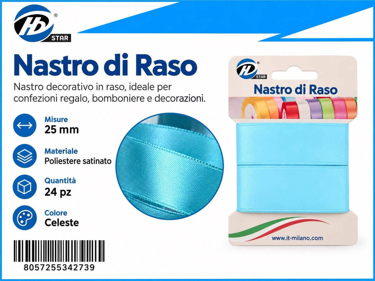 Z34273 Bb Nastro Di Raso 25Mm*2M Celeste