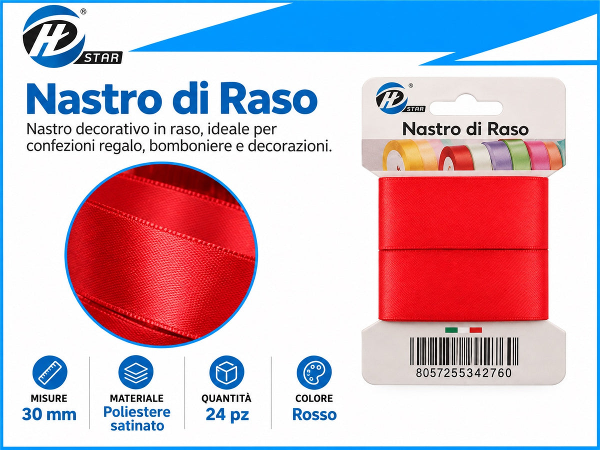 Z34276 Bb Nastro Di Raso 30Mm*2M Rosso