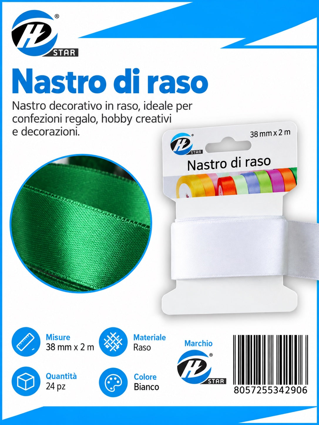 Z34290 Bb Nastro Di Raso 38Mm*2M Bianco
