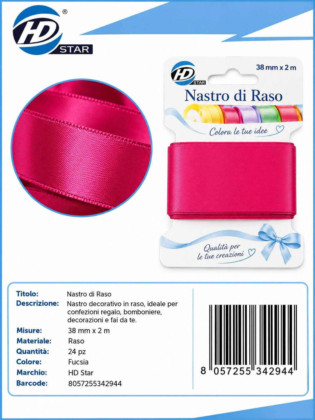 Z34294 Bb Nastro Di Raso 38Mm*2M Fucxia