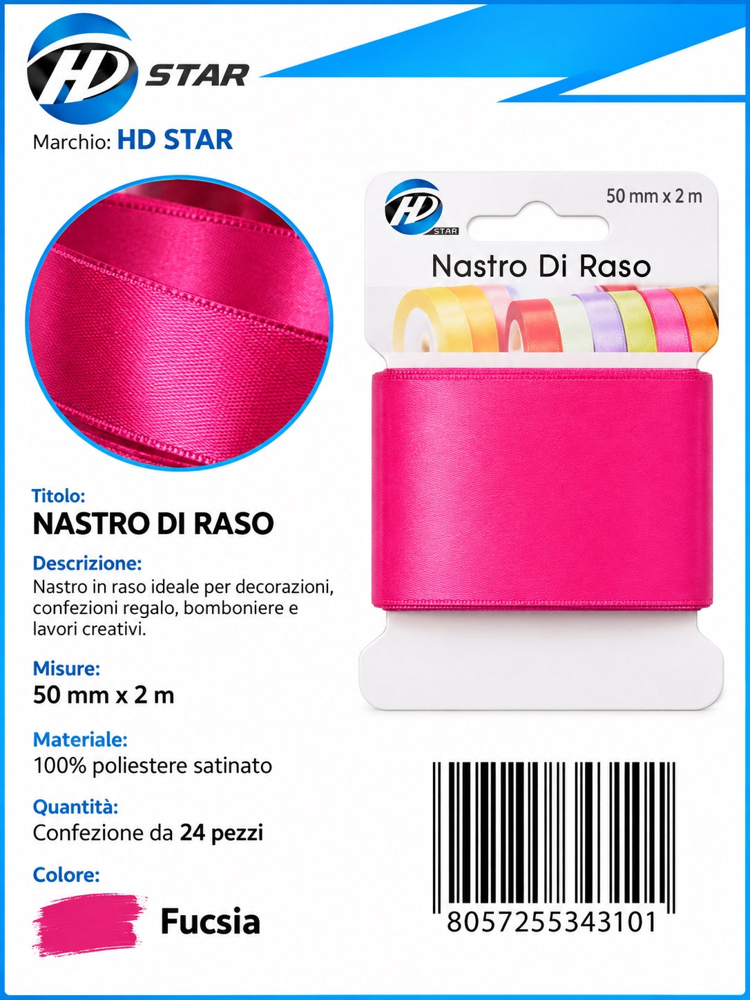 Z34310 Bb Nastro Di Raso 50Mm*2M Fucxia
