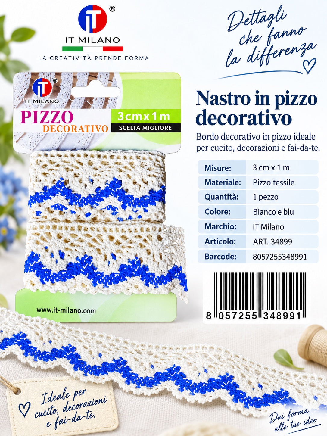 34899 Pizzo Decorativo 3Cm*1M