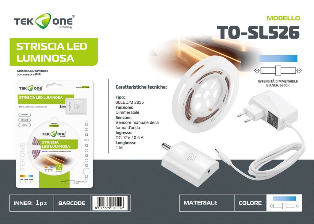 Striscia Led Luminosa Con Sensore Di Movimento 1 Mt
