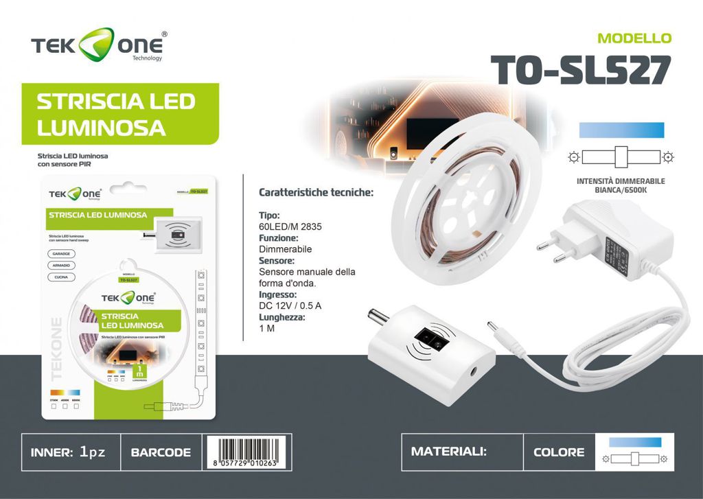 Striscia Led Luminosa Con Sensore Di Movimento 1 Mt