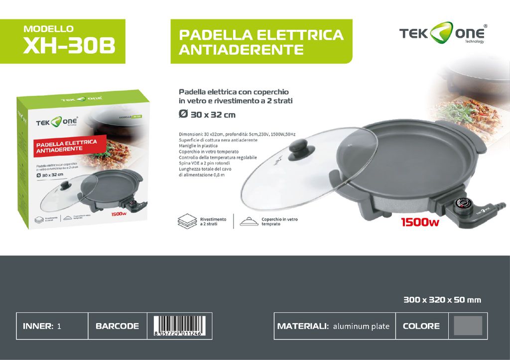 Padella Elettrica Antiaderente 1500W 230V 50HZ