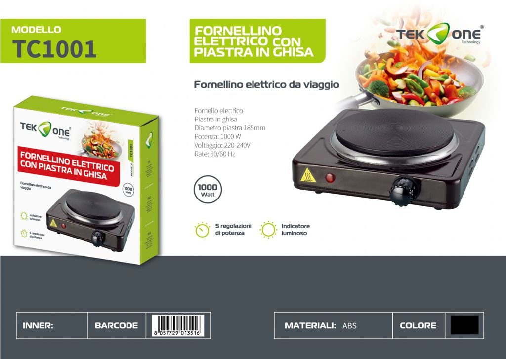 Fornello Elettrico Con Piastra In Ghisa 220-240V 50-60HZ 1000W