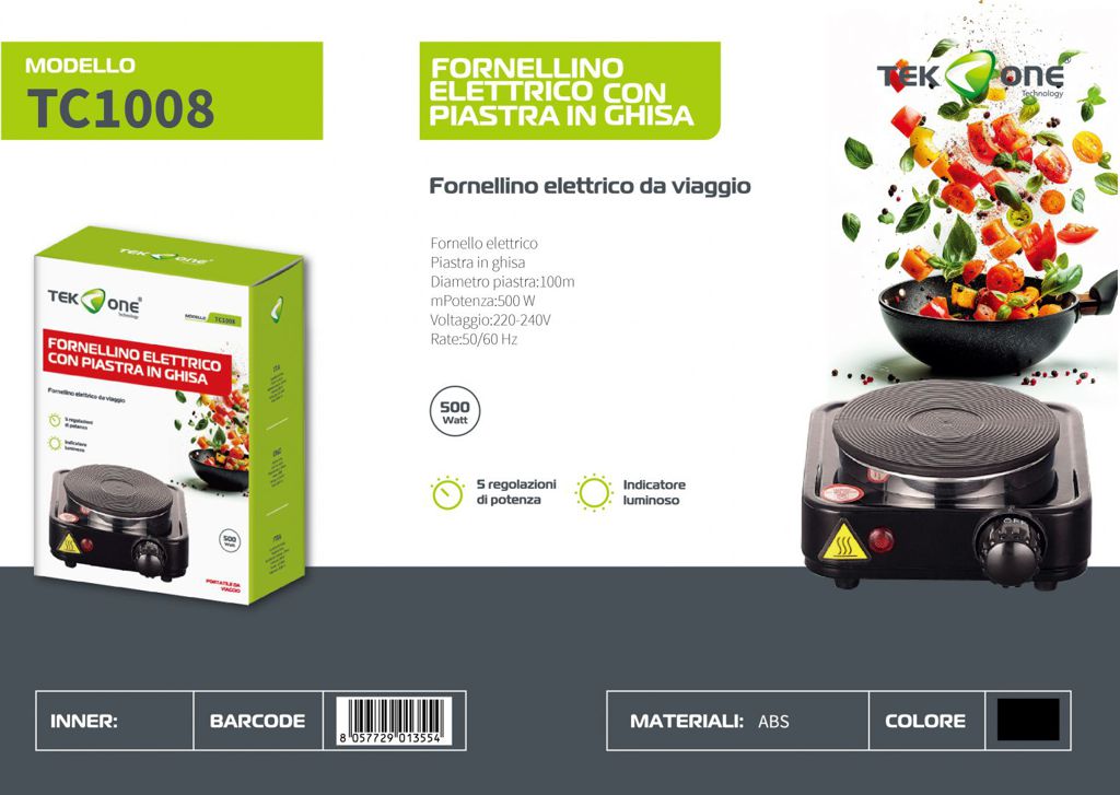 Fornello Elettrico Con Piastra In Ghisa 220-240V 50-60HZ 500W