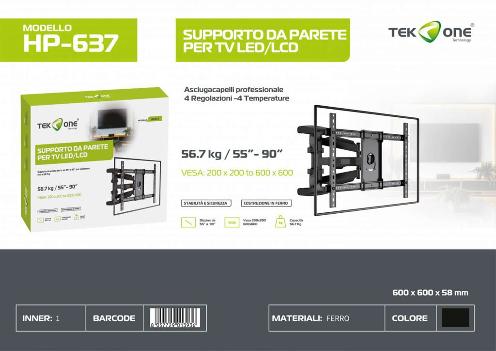 Supporto Da Parete Per Tv LED/LCD 55-90'' 56.7KG