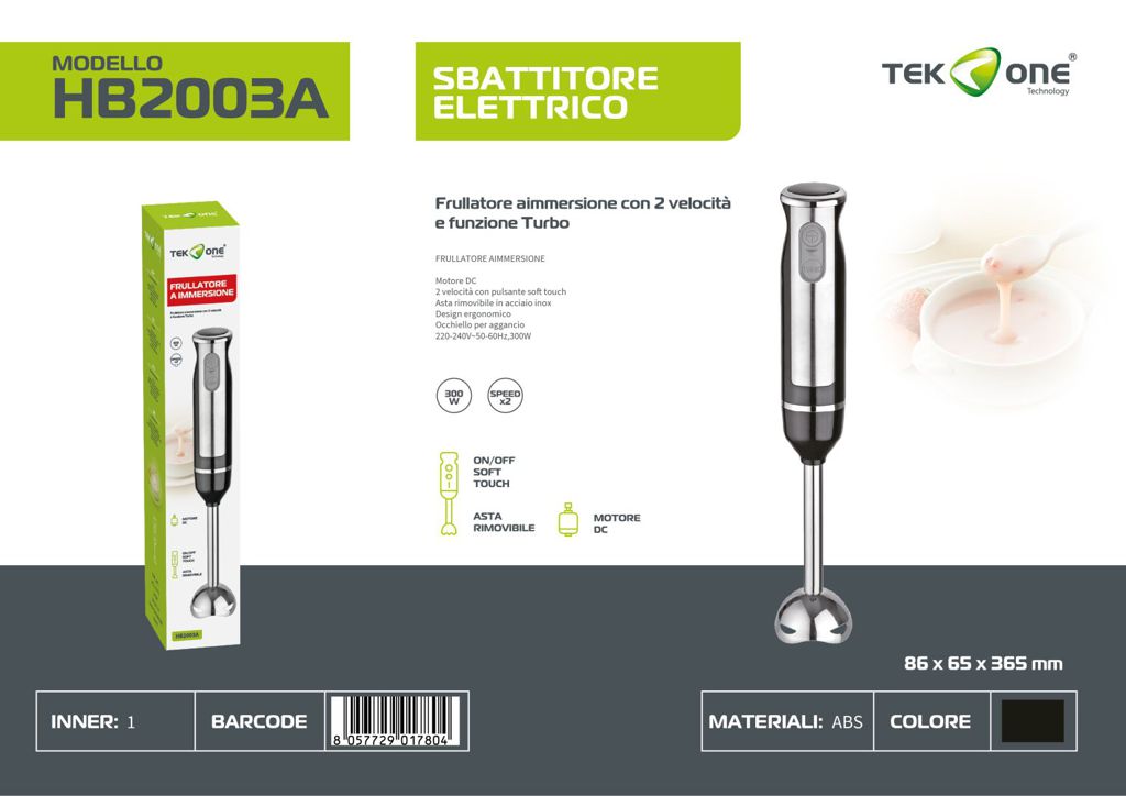 Frullatore a Immersione 220-240V 50-60Hz 300W