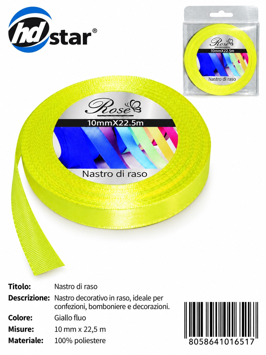 01651 Nastro Di Raso 10Mm*22.5M 10Mm*22.5M 143#