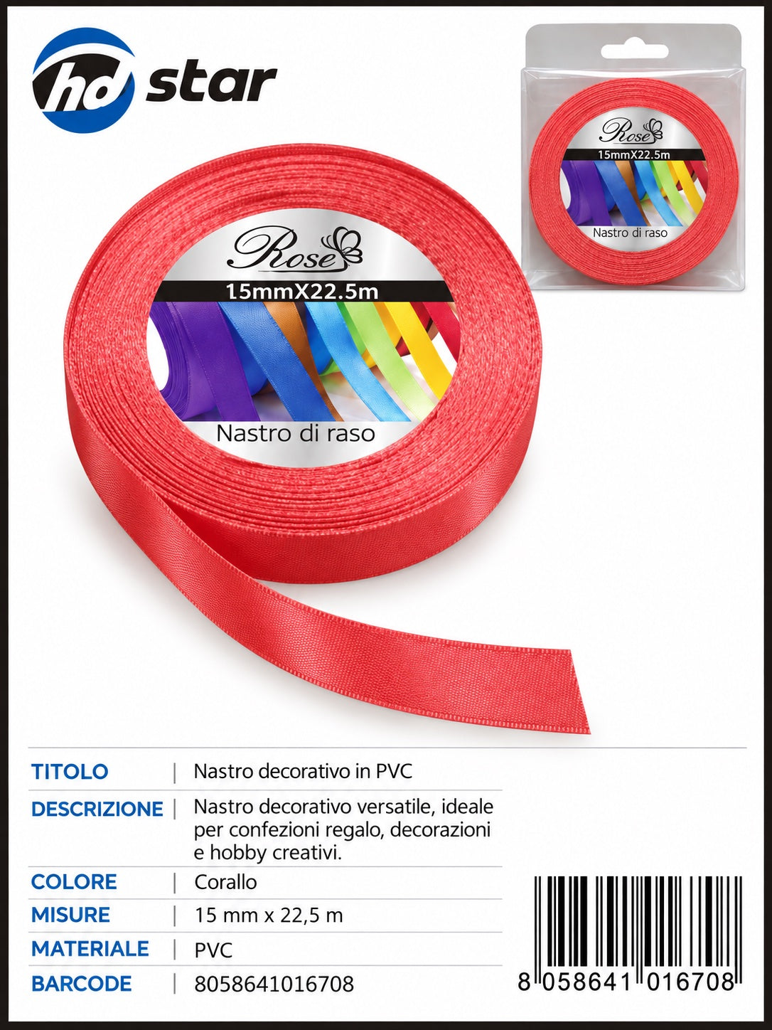 01670 Nastro Di Raso 15Mm*22.5M 15Mm*22.5M 129#