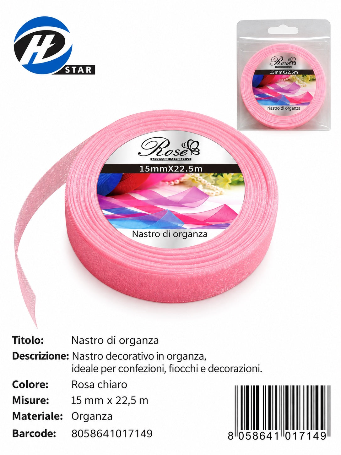 01714 Nastro Di Organza 15Mm*22.5M 15Mm*22.5M 04#