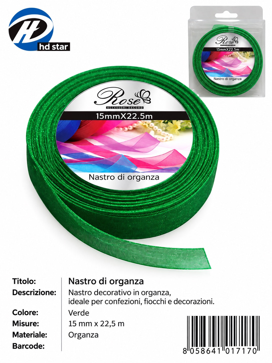 01717 Nastro Di Organza 15Mm*22.5M 15Mm*22.5M 19#
