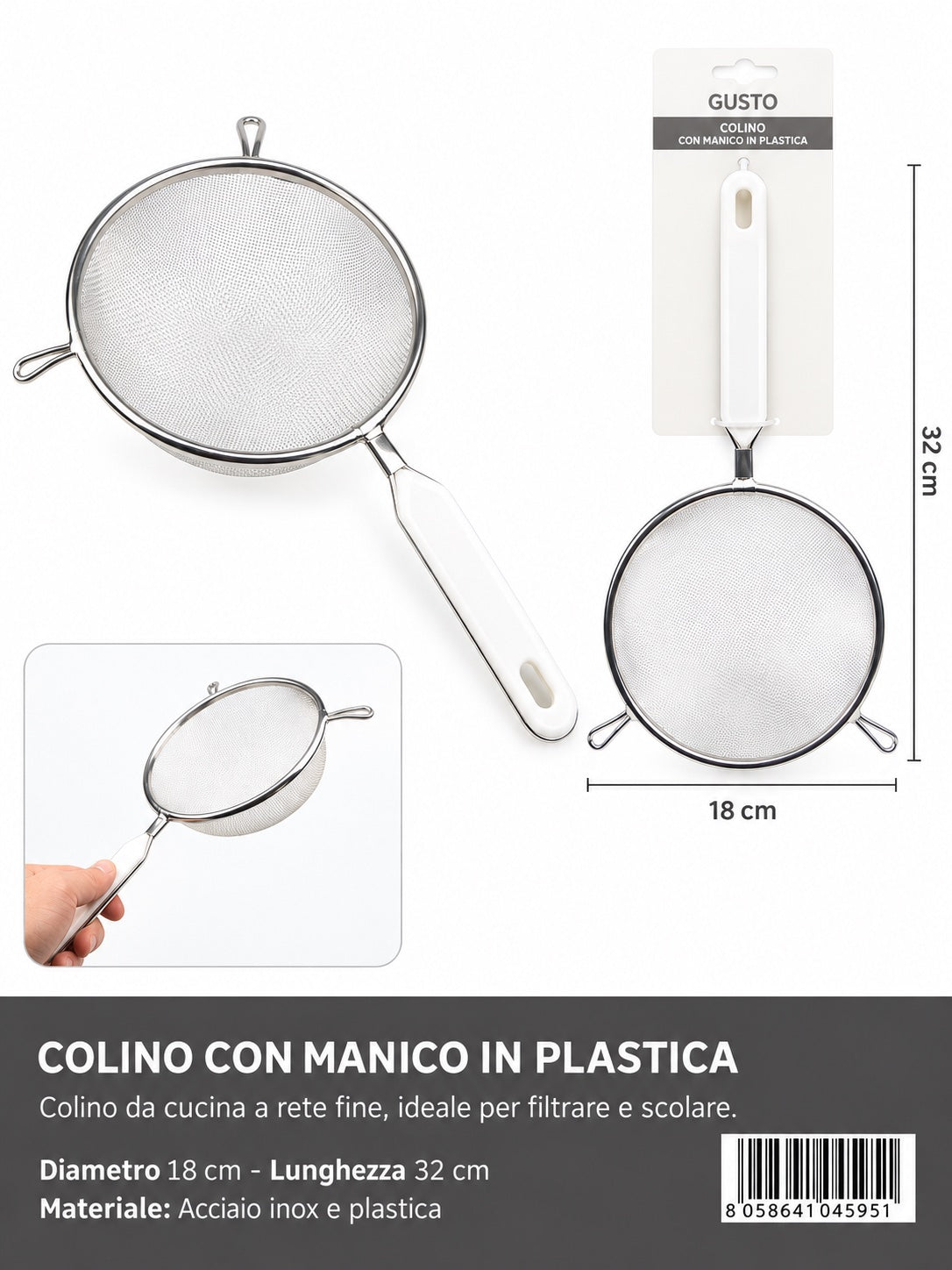 04595 Colino Con Manico In Plastica 18Cm
