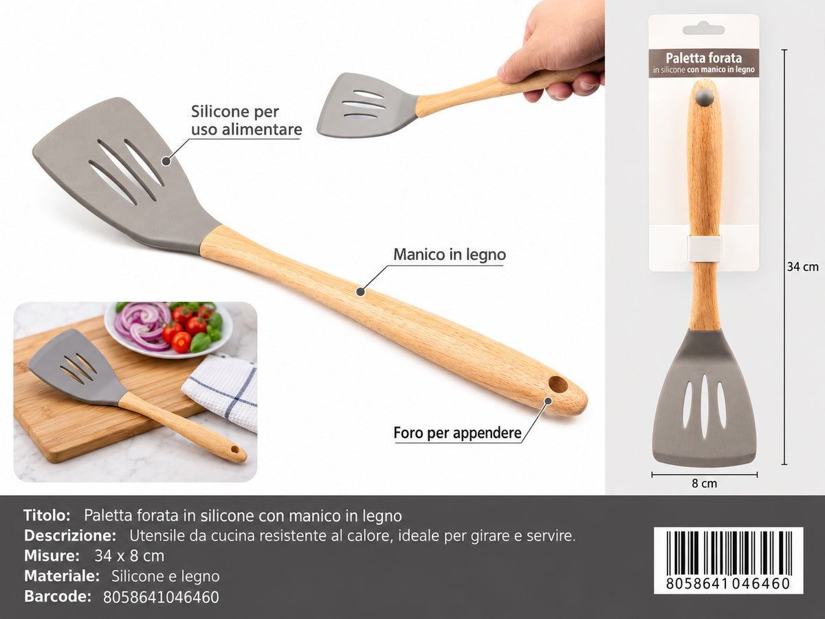 04646 Palettain Silicone Con Manico In Legno