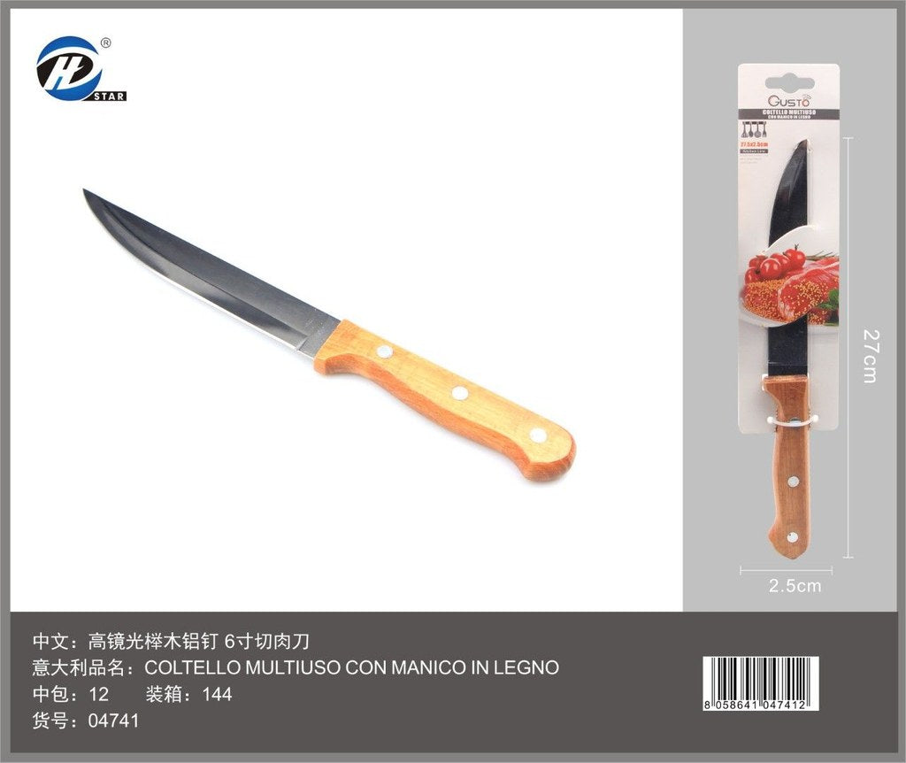 04741 Coltello Multiuso Con Manico In Legno 27.5*2.5Cm