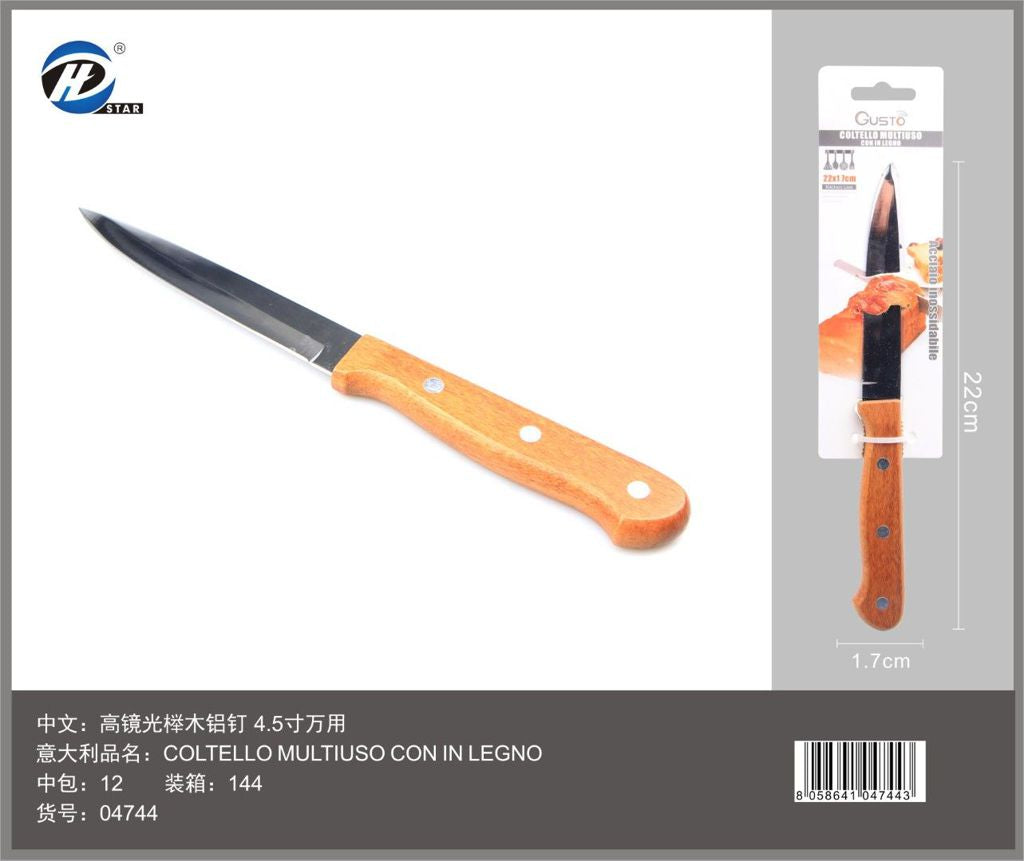 04744 Coltello Multiuso Con In Legno 22*1.7Cm