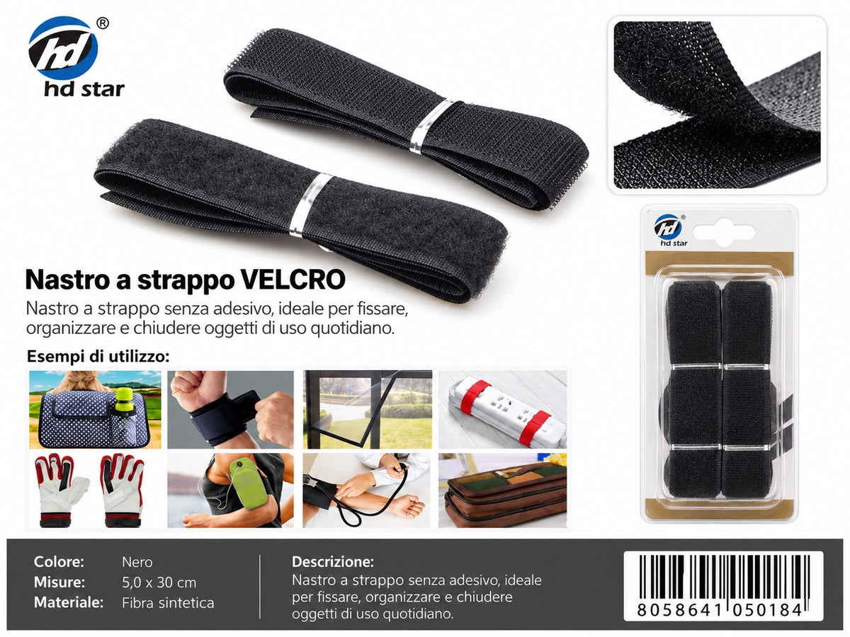 05018 Velcro 5.0*30Cm Nero 1/12 Ct 240