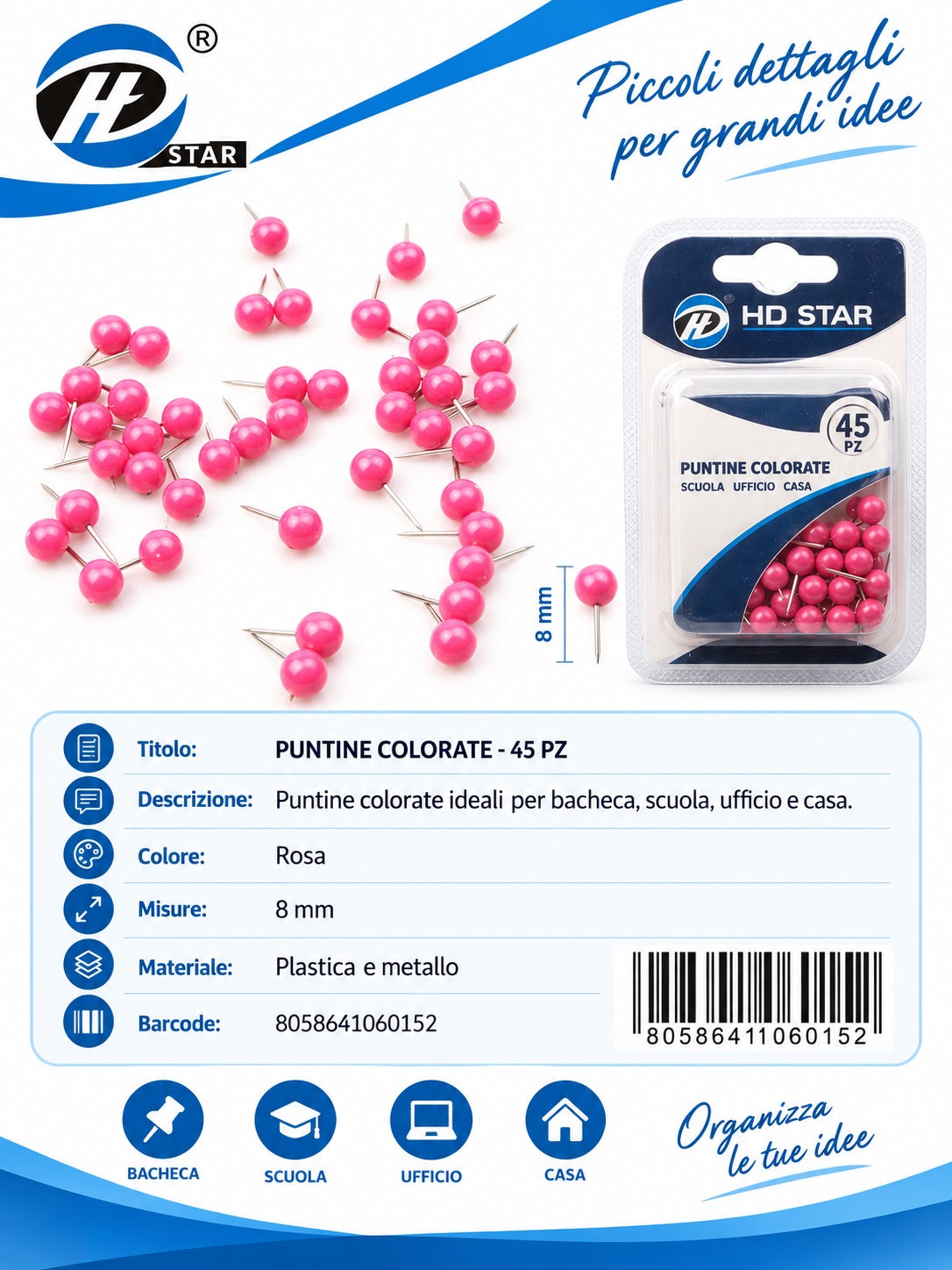 06015 Puntine Colorate Rosa 45Pz 1/12 Ct 288