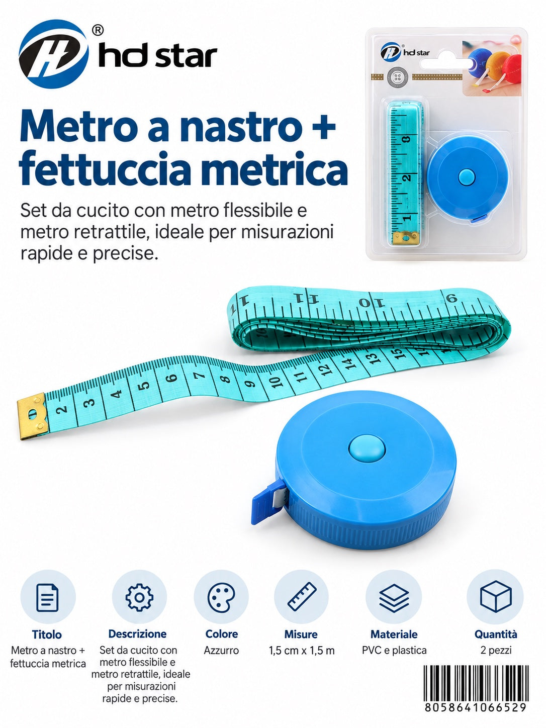 06652 Metro A Nastro+Fettuccia Metrica 1/12 Ct480