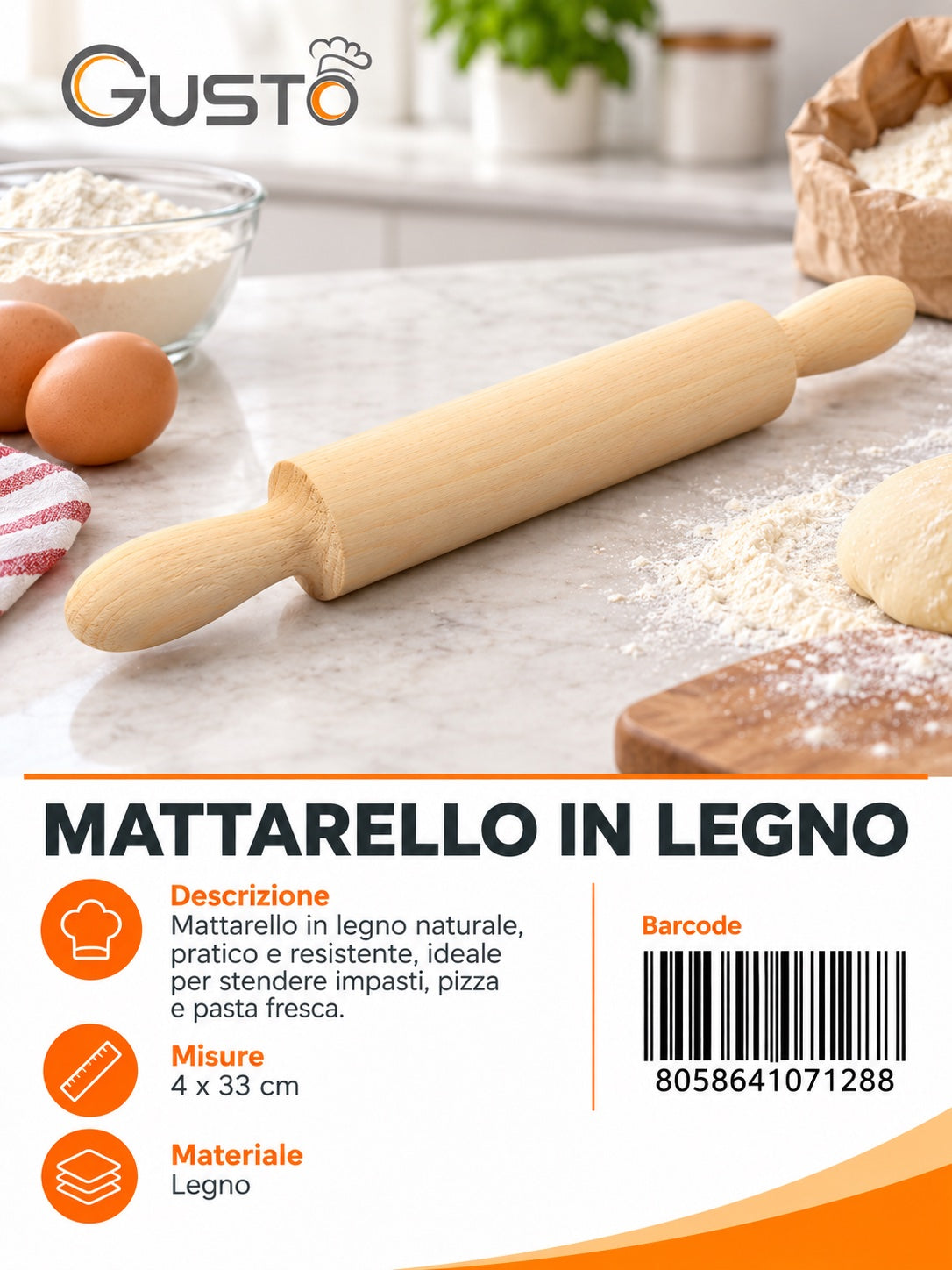 07128 Mattarello In Legno
