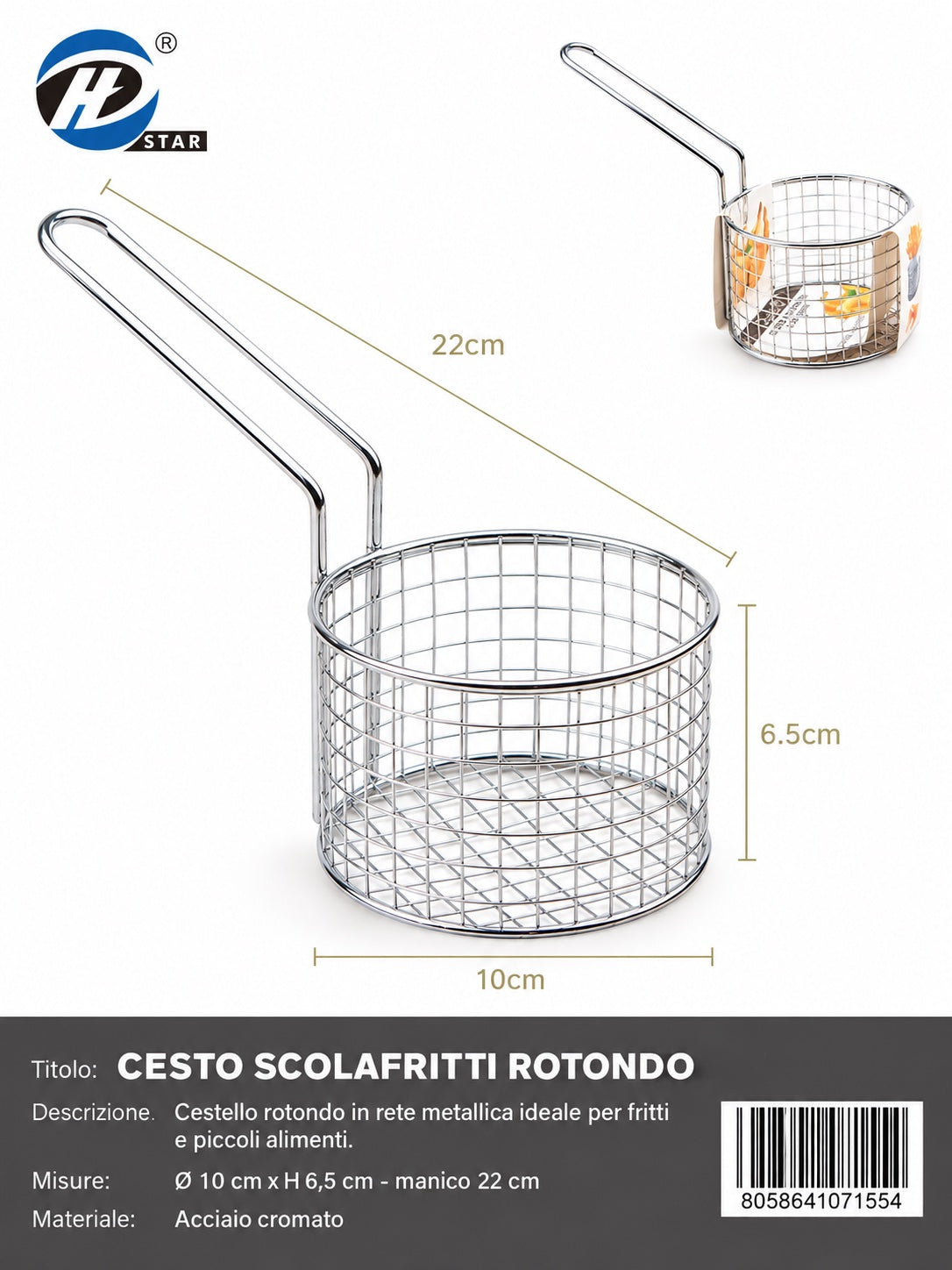 07155 Cesto Cromato Per Fritti