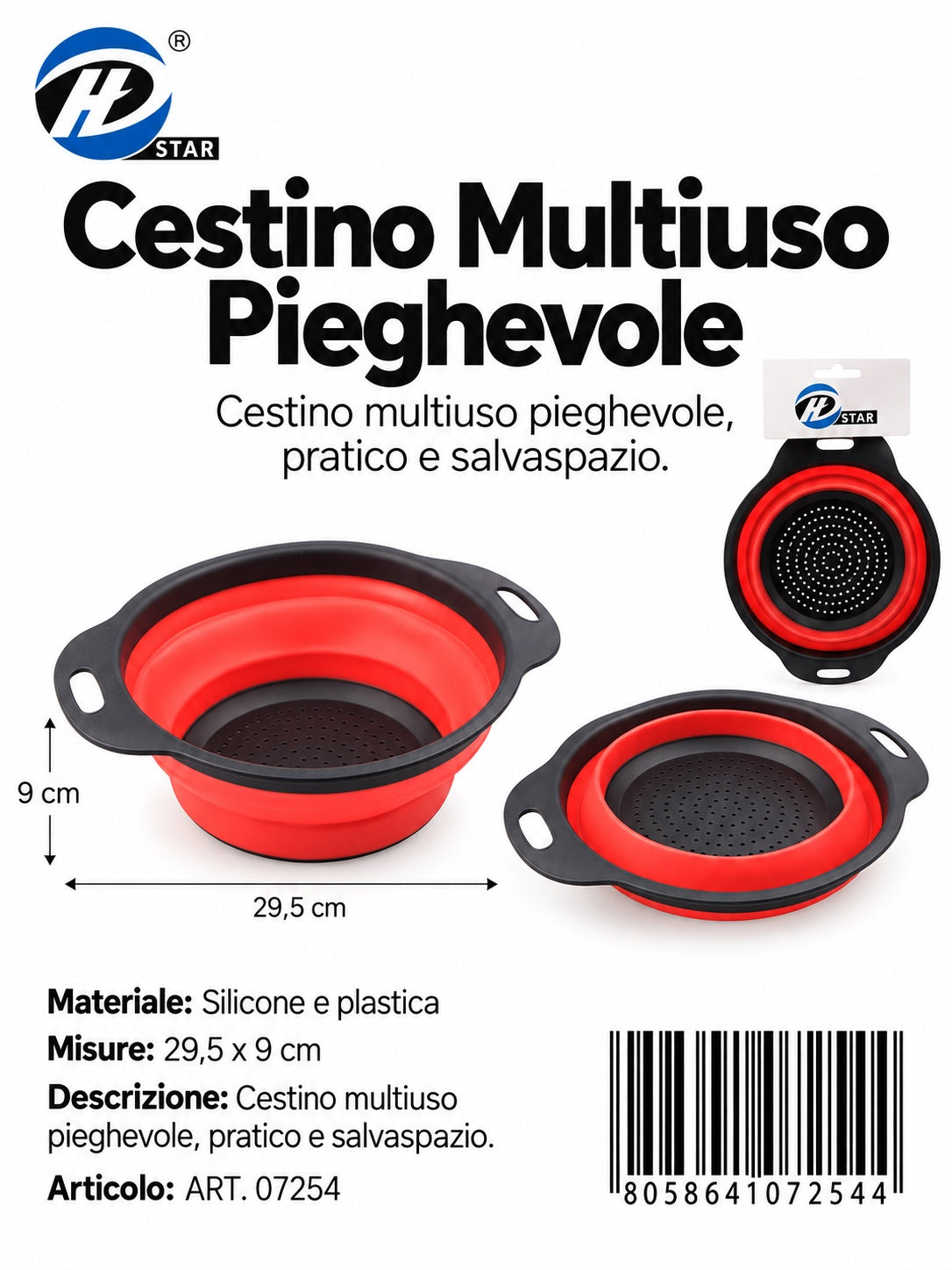07254 Cestino Multiuso Pieghevole 1/6 Ct72