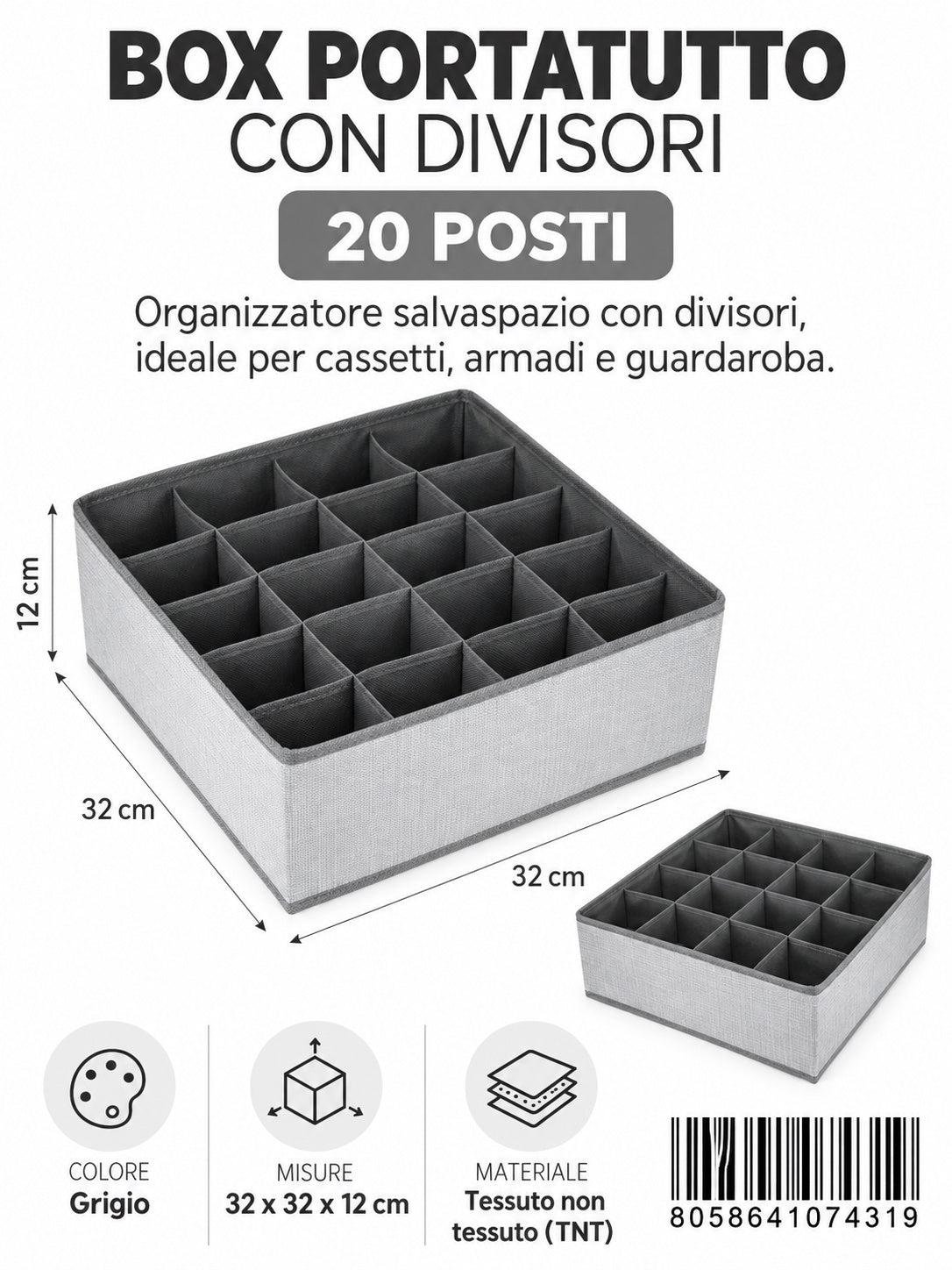 07431 T.Unita Portatutto Con Divisori 1/6 Ct96