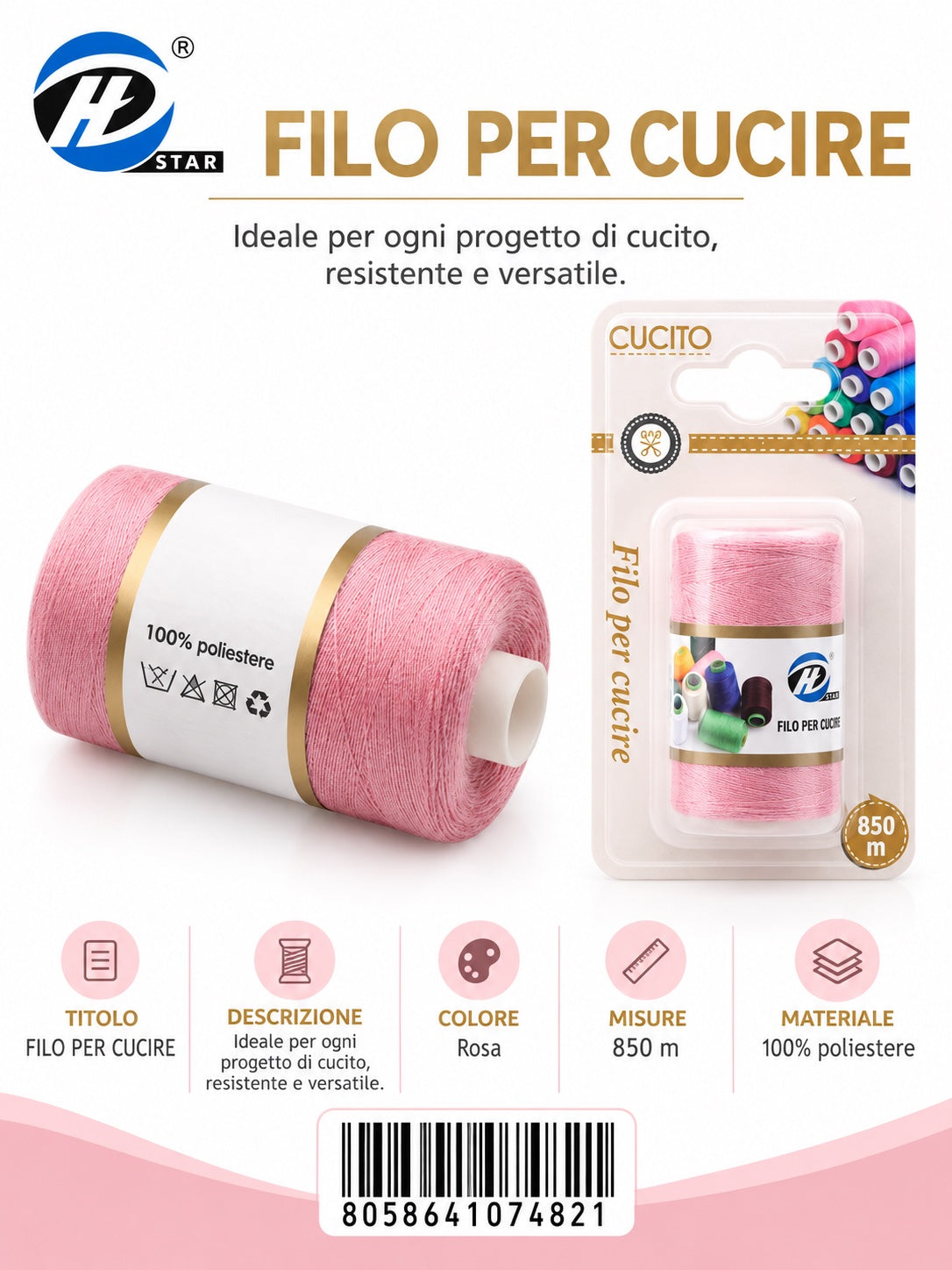 07482 Filo Per Cucire 850Mt 1/12 Ct 288