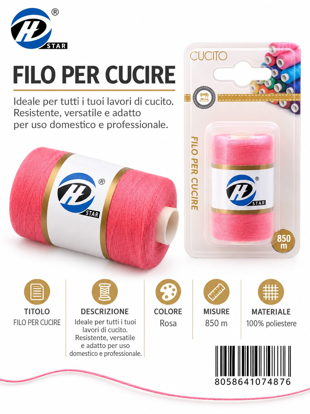 07487 Filo Per Cucire 850Mt 1/12 Ct 288