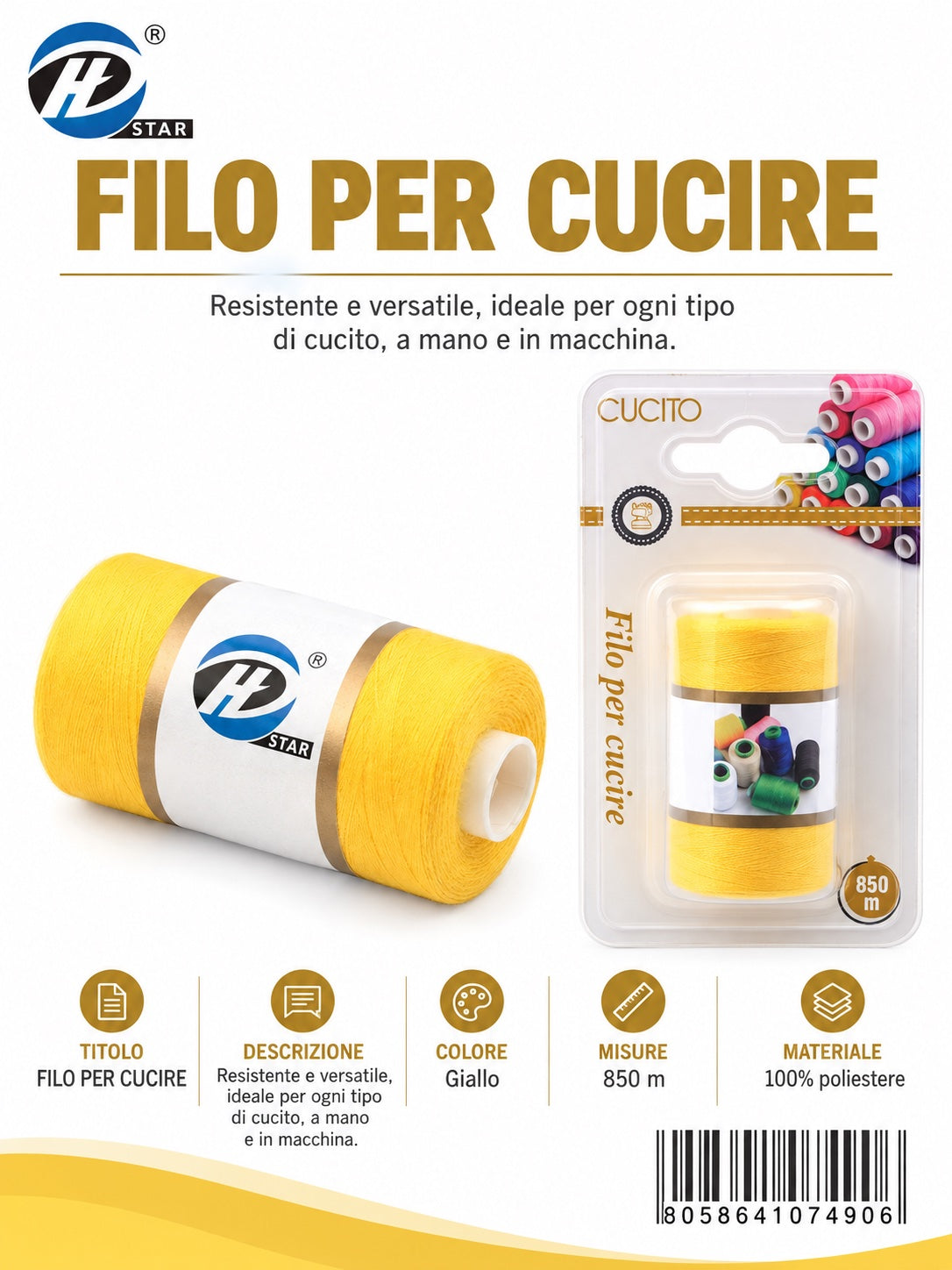 07490 Filo Per Cucire 850Mt 1/12 Ct 288