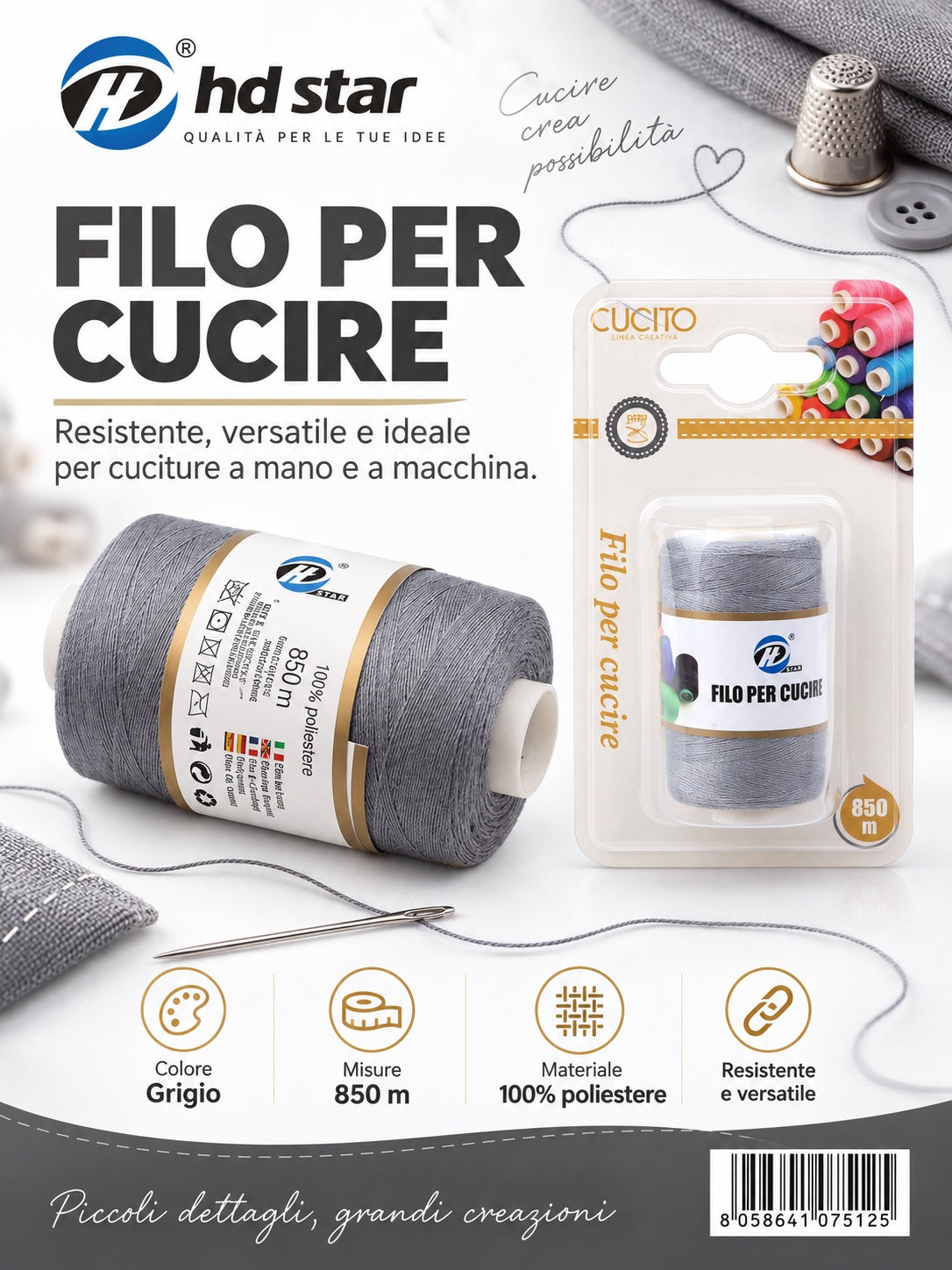 07512 Filo Per Cucire 850Mt 1/12 Ct 288