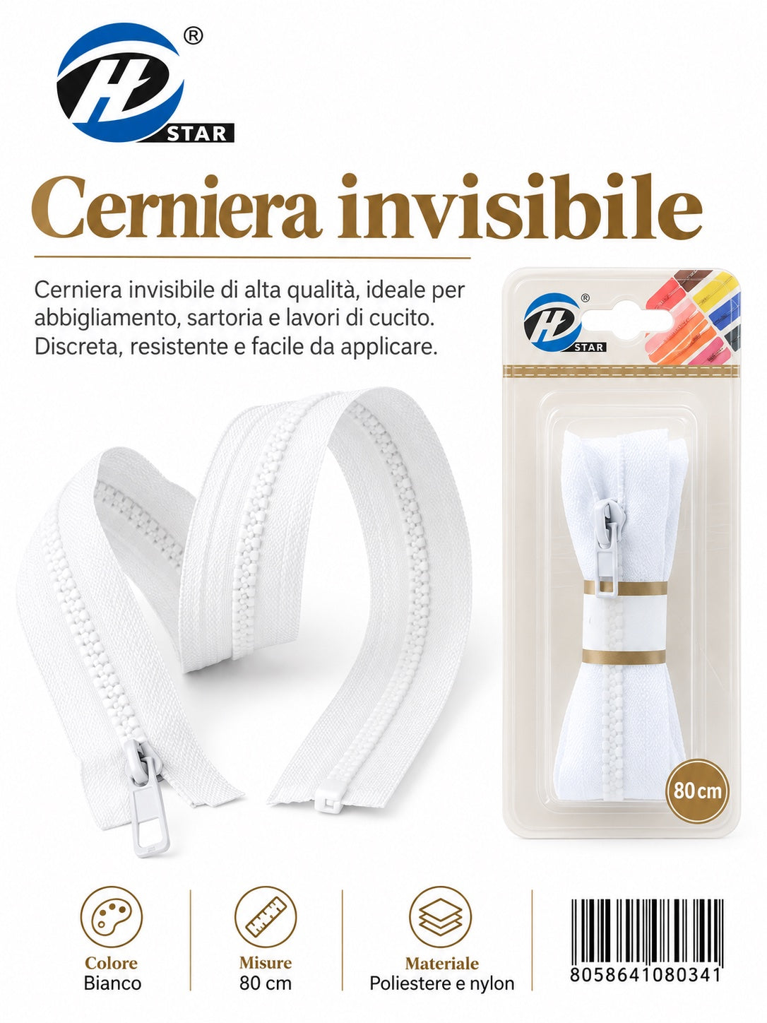 08034 Cerniera A Lampo 1/12 Ct240
