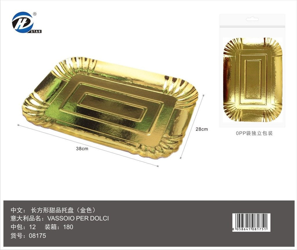 08175 Vassoio Per Dolci 28*38Cm Col. Oro