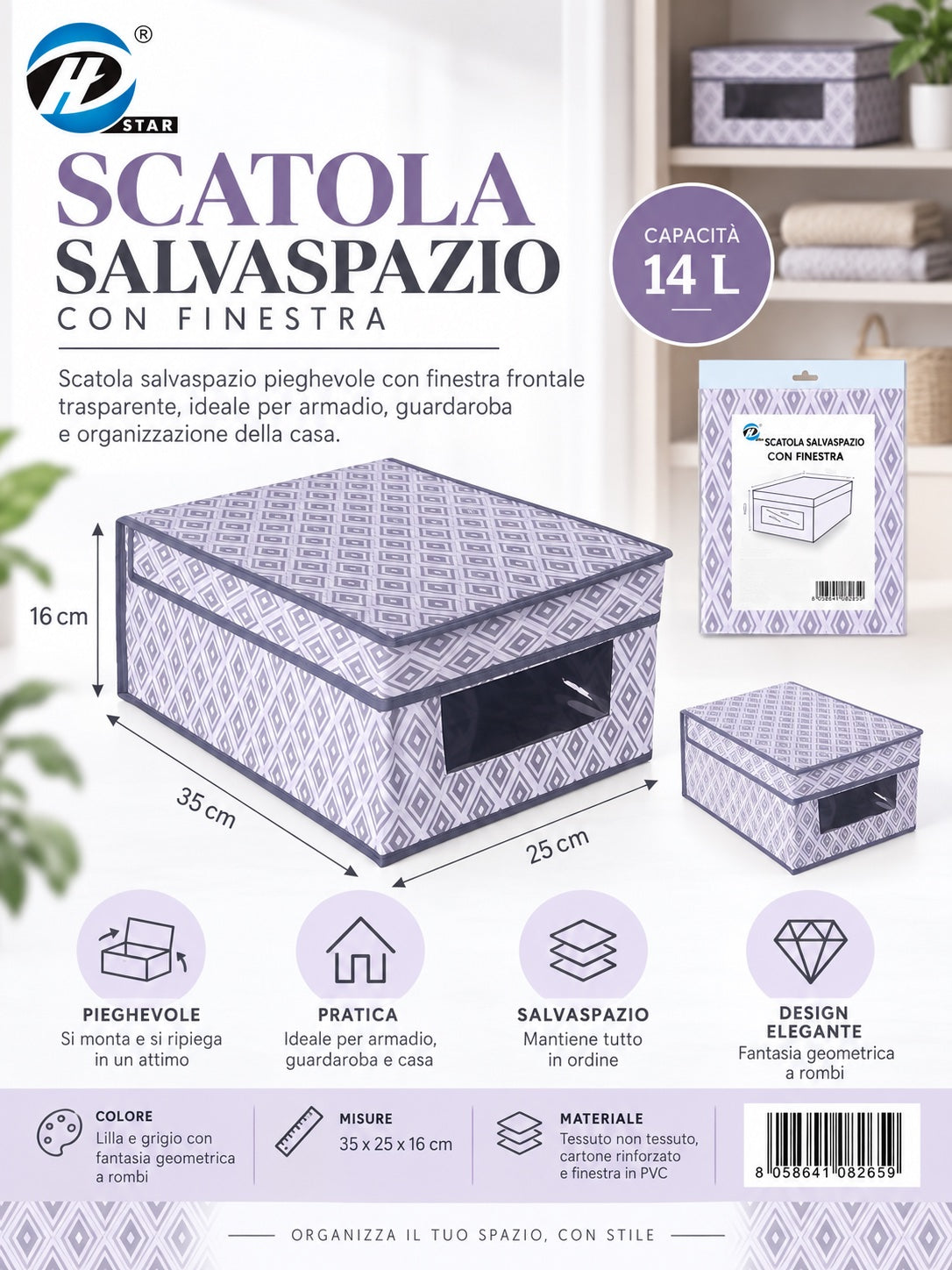 08265 B. Scatola Salvaspazio 25*35*16Cm Ct24