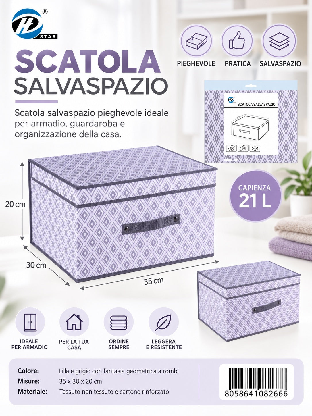 08266 B. Scatola Salvaspazio 35*30*20Cm Ct24