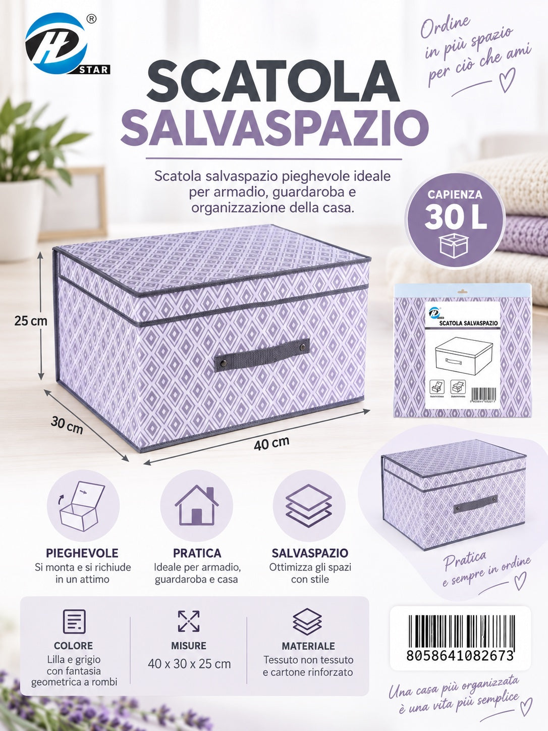 08267 B. Scatola Salvaspazio 40*30*25Cm Ct24