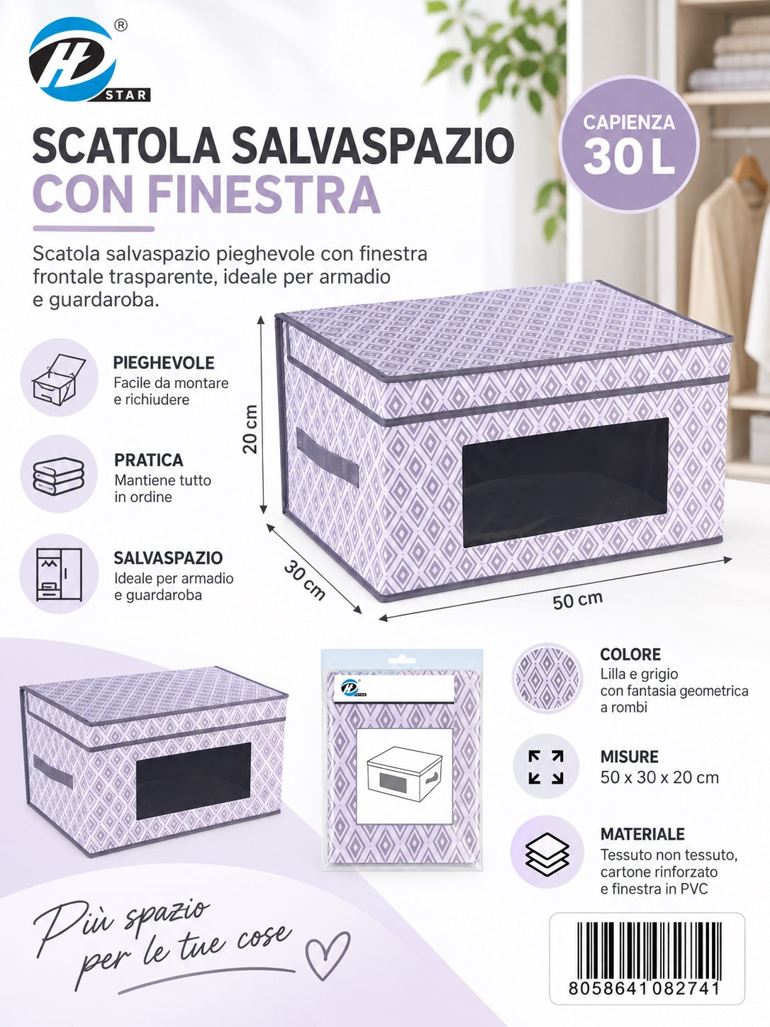 08274 B. Scatola Salvaspazio 50*30*20Cm Ct12