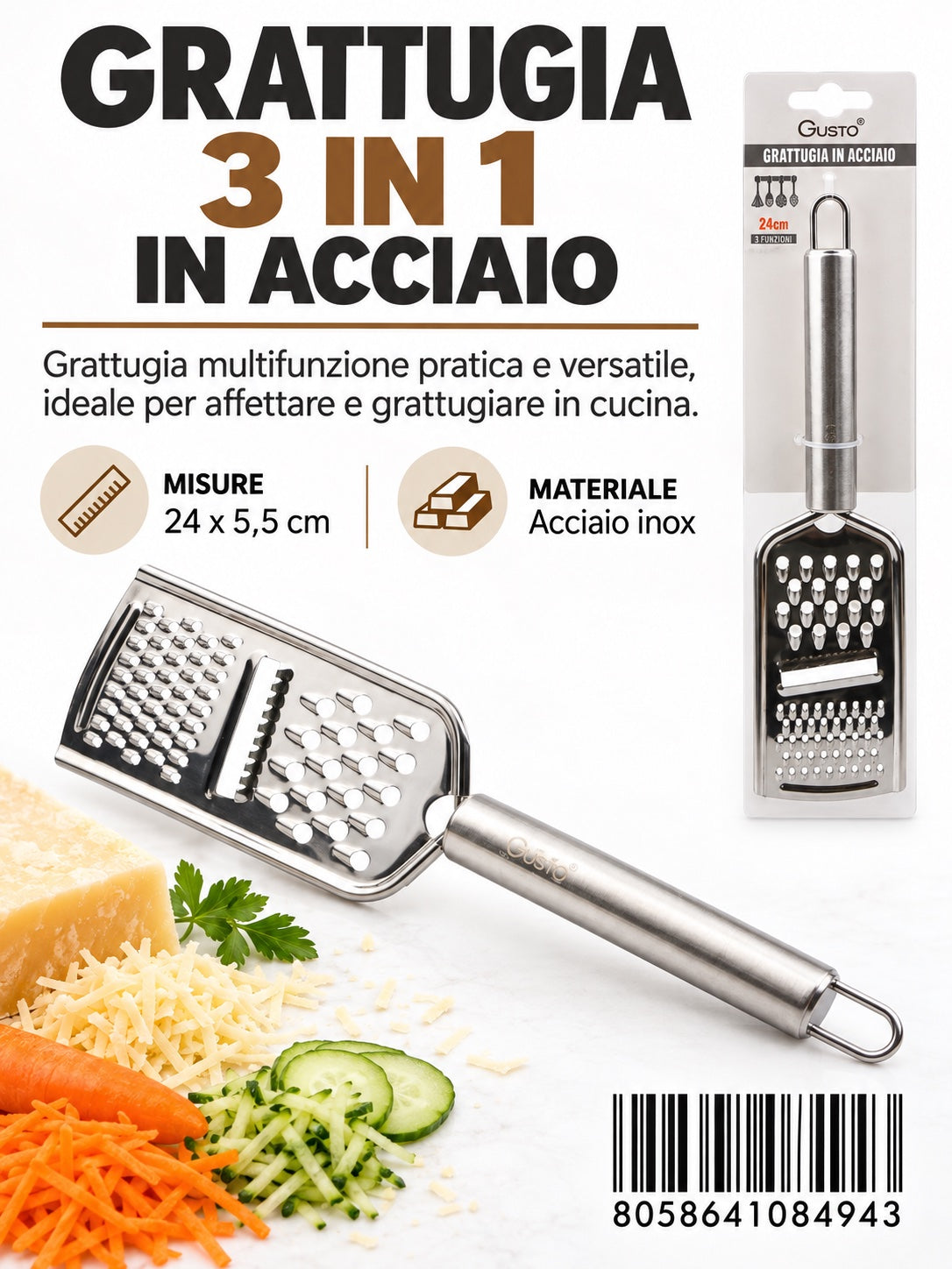08494 Grattugia In Acciaio