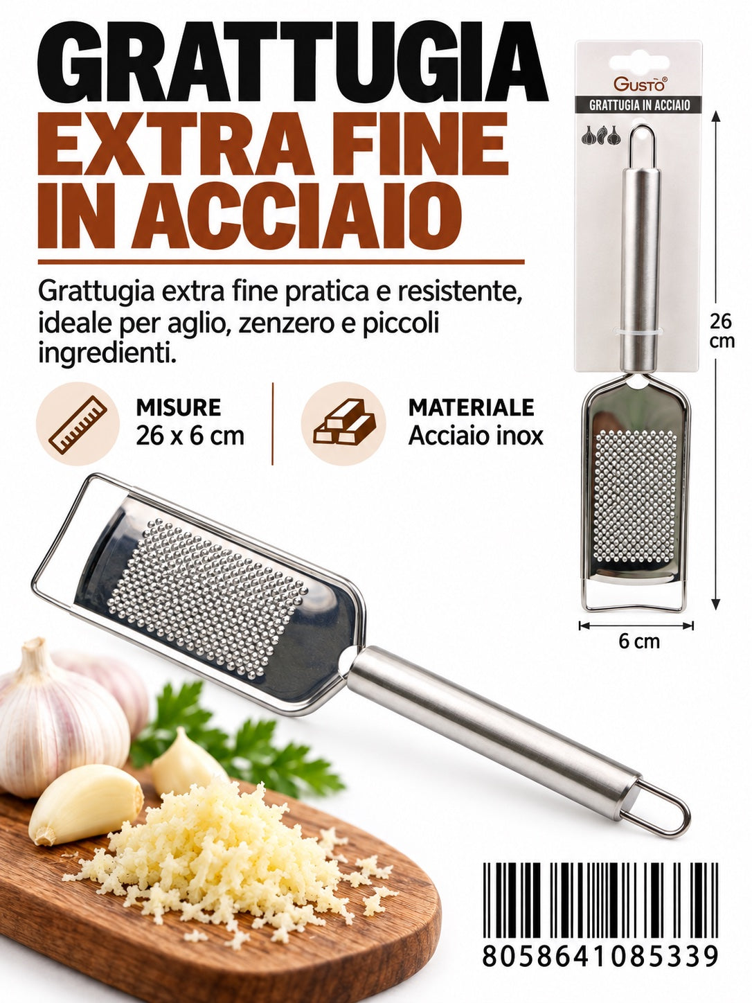 08533 Grattugia In Acciaio