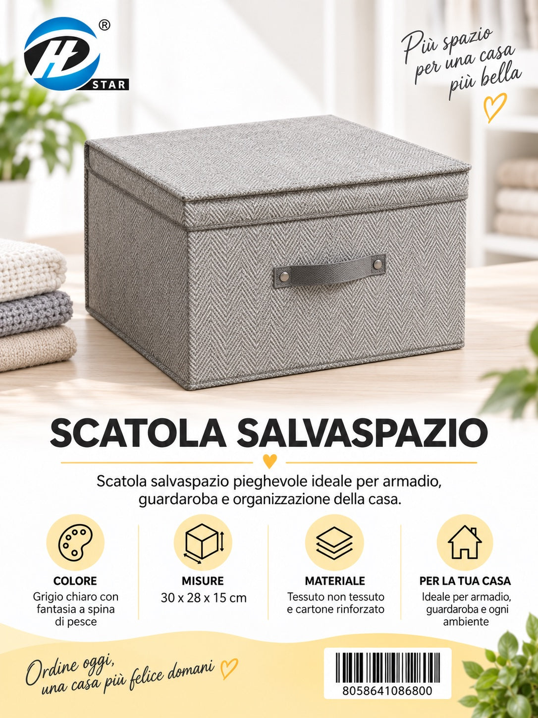 08680 C.Scatola Guardaroba Con Coperchio 30*28*15Cm Ct24